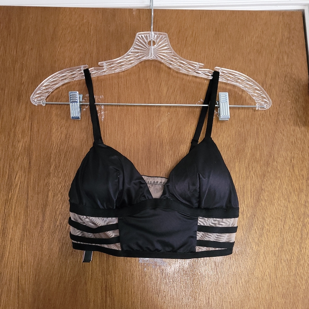 Victoria's Secret Black Padded Bralette with sheer details in size Small